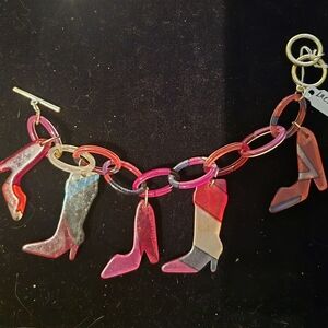 Multi-Color Lucite Boot Charm Link Bracelet